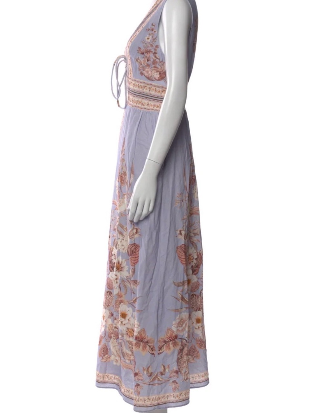 Caroline Constas Lilac Floral Tie-Front Maxi Dress - Picture 5 of 9